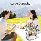 4 Tier Foldable Camping Table, Portable Outdoor Cooling Rack, Tabletop Organizer for Barbecue Picnic Camping, 15.75x9.84in, 22lbs/Tier Load