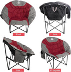 Northroad Folding Compact Camping Moon Chair, Outdoor Padded Saucer Round Chair w/Cup Holder Supports up to 300 lbs for Beach Hiking Fishing Picnic Lawn,Red