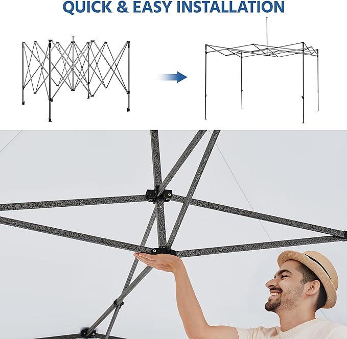 Yaheetech Canopy Tent, Commercial Instant Heavy Duty Canopy, 500D Waterproof Adjustable Canopy with Wheeled Carry Bag, 4 Sandbags and 4 Stakes (10x10, White)