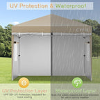 CYFIE 10'x10' Pop Up Canopy Tent with 4 Removable Sidewalls, Portable Instant Commercial Outdoor Canopy Gazebo with Stakes, Ropes, Sandbags for Outdoor Events, Beach, Camping, Vendor Events, Khaki