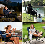 KINGROCK Oversized Rocking Camping Chair with Headrest and Carry Bag, 260LBS Capacity Folding Portable Camp Chairs for Adults, Recliner for Outdoor, Beach, Fishing, Travel, Sports Games,Navy Blue