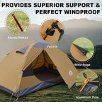 2 Person Backpacking Tent, Waterproof Windproof Two Person Tent, Lightweight Easy Setup 2 Man Tent for Camping Hiking Cycling