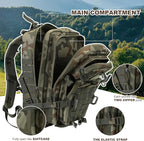 MOLLE Assault Backpack, Tactical Backpack Military Army Camping Rucksack, 3-Day Pack Trip w/USA Flag Patch, D-Rings, Polish Camo