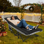 Portable Camping Cot, Sleeping Cots for Adults, 28" Extra Wide Heavy Duty Folding Cot Max Load 600LBS with Thick Mattress, Portable Camping Bed for Outdoor Camp/Office, Home Nap (Black)
