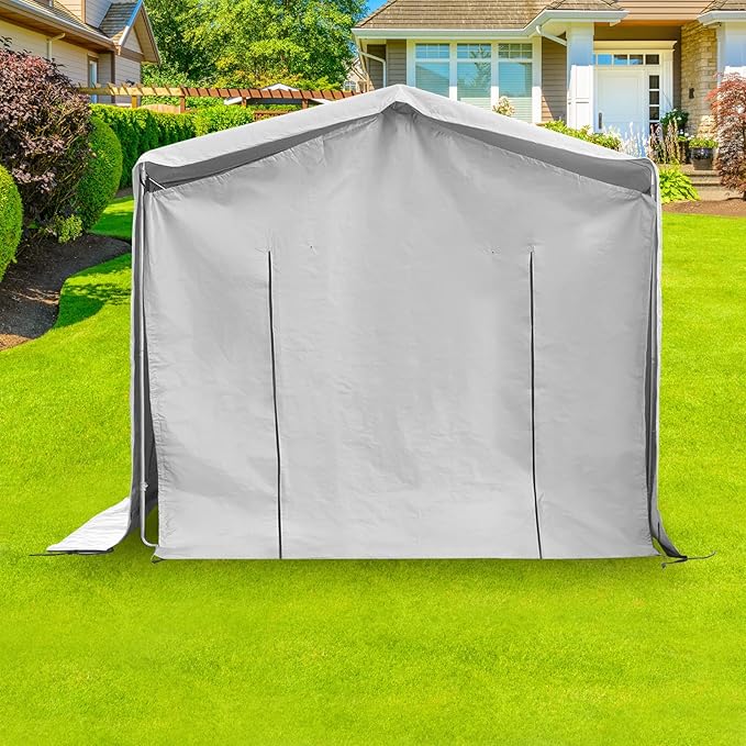 Outdoor Storage Shelter Shed, 8' x 8' Heavy Duty Portable Shed Storage Shelter with Roll-Up Door, Large Steel Frame Garage Garden Shed for Backyard, Patio Lawn