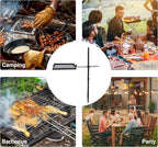 Lineslife Swivel Campfire Grill Grate and Griddle, Adjustable Fire Pit Grill Grate Over Fire Pit, Camp Fire Cooking Grate with Carrying Bag for Outdoor Camping BBQ, Rectangle Black