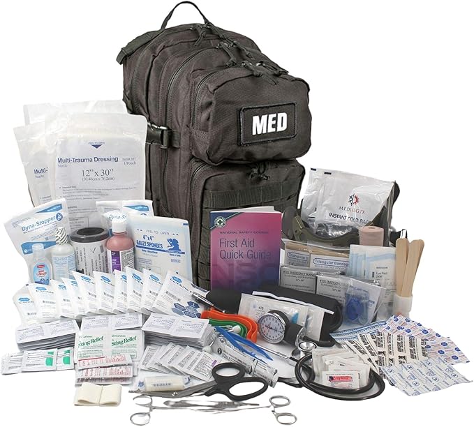 Luminary Tactical Trauma Kit Fully Stocked First Aid Kit Backpack EMS/EMT First Responder Medical Bug Out Bag for Preppers Professionals and Outdoorsman (Black)