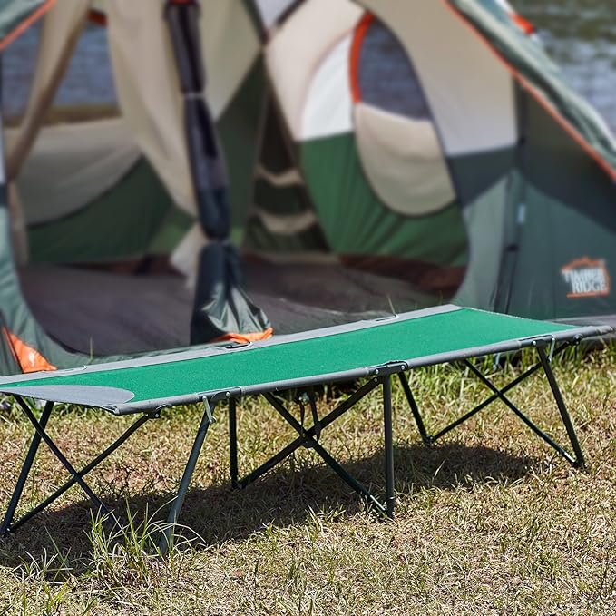 Portal Folding Camping Cot, Portable Cot Bed for Adults, Outdoor Bed Camp Cots for Sleeping with Carry Bag for Home, Travel, Office, Beach, Support up to 300lbs, Green