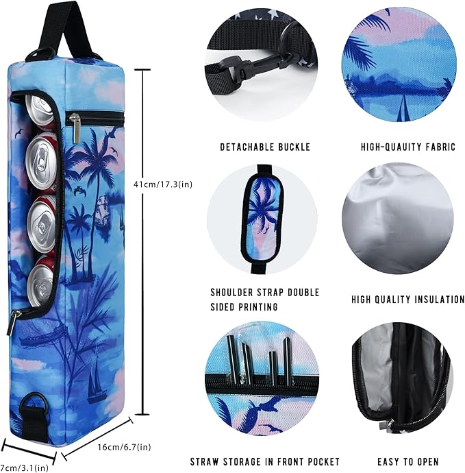 Golf Cooler Bag Plus Ice Pack Soft Sided Insulated Cooler Bag- Holds 6 Pack of Cans or 2 Wine Bottles - Grey Camo Golf Beer Sleeve Black Fits Discreetly in Golf Bags