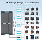 110W Portable Solar Panel with QC3.0 USB-A &Type-C Outputs, Foldable 20V Solar Charger for Power Station, 23.5% Solar Efficiency, IP67 Waterproof for RV, Camping, Blackout
