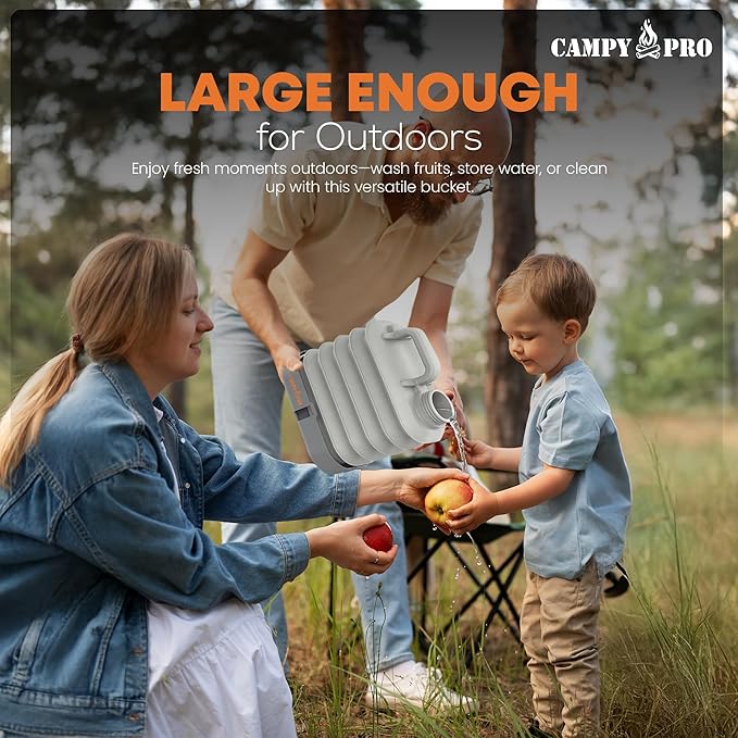 Collapsible Water Bucket, BPA Free Water Jug, Camping Water Bottle, Portable Water Tank for Outdoor, Gardening, Picnic, RV & Camping Essentials, Fishing & Emergency Preparedness Water