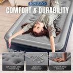 Twin Air Mattress with Built-in Pump, 18" Top Inflatable Mattress with Waterproof Flocking Fabric, Three-Minute Quick-Inflatable Bed. Portable Blow Up Mattress for Home, Outdoor and Guests