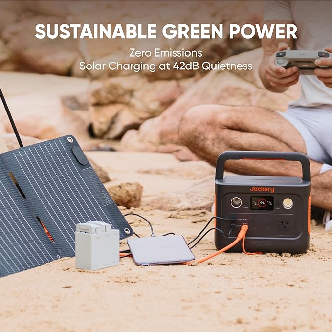 Jackery Solar Generator 240 v2 and 40W Mini Solar Panel, 256Wh LiFePO4 Battery, 300W AC & 100W USB-C Output, Ultra Fast Solar Charging for Outdoors, Camping, Travel & Emergencies (Renewed)