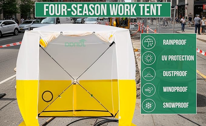 JAX3® Professional Work Tent | Pop Up | 6,2x6,2x7 Ft | Instant Quick and Easy Tool-Free Setup | Waterproof UV50+ | Splicing, Commercial Tent, Fiber Optic for Heavy-Duty Use