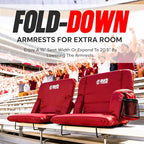 BRAWNTIDE Stadium Seat for Bleachers with Back Support - Wide Padded Reclining Bleacher Seat, Portable Folding Stadium Chair with Armrests, Hooks, Straps, Cup Holders & Pockets for Games & Concerts