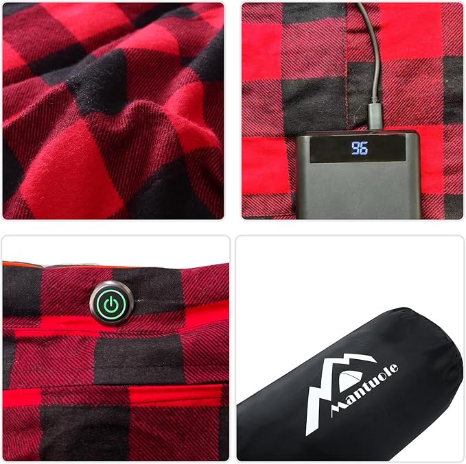 Heated Sleeping Bag pad, Heated Sleeping Bag Liner, 5 Heating Zones, Operated by 5V/3A Type-C Battery Power Bank (Battery NOT Included) or Other Type-C Power Supply. Type-C.
