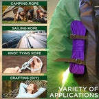 TECEUM Rope – 150 Feet x 1/4 Inch (7mm) – Purple – Strong All-Purpose Utility Rope – Camping, Crafting, Flag Pole, Indoor & Outdoor – Polypropylene Nylon Poly Lightweight Diamond Braided Cord