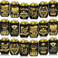 Graduation Can Cooler Sleeves, 18 Pack Black Gold Class of 2026 Neoprene Can Cover 9 Styles of Congrats Grad 12 OZ Drink Beer Soda Beverage for Graduation Party Supplies Gifts