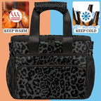 Soft Cooler Bag Black Leopard Print Insulated Lunch Box for Men & Women, Large Leakproof Lunch Bag Portable Beach Cooler for Work, Picnic, Road Trips,Fishing, Travel, Camping