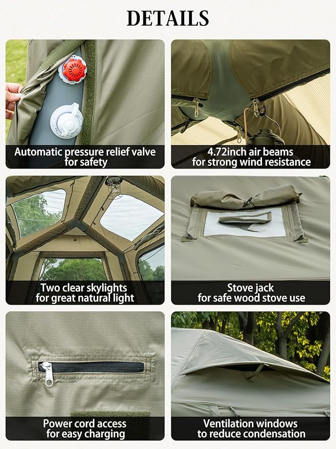 MC TOMOUNT Inflatable Tents for Camping, 6/8/10 Person Large Family Blow Up Camping Tent with Hand Pump, Easy Setup Air Glamping Tent for Outdoor Picnic Party