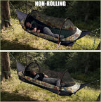 Night Cat Flat Lay Hammock Tent with Mosquito Net Waterproof Rainfly for 1 Person Backpacking Hiking Camping Lightweight 330LBS 87x28x19in