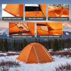 Clostnature Lightweight Backpacking Tent - 1/2 Person 4 Season Ultralight Waterproof Camping Tent, Large Size Easy Setup Tent for Winter, Cold Weather, Family, Outdoor, Hiking and Mountaineering