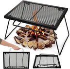 Elsjoy 17" Folding Campfire Grill Grate with Carrying Handle, Portable Camping Grill Over Fire Mesh Grate, Heavy Duty Steel Grate for Outdoor Cooking, Picnic, BBQ
