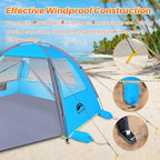 Happy Travel Beach Tent, UPF 50+ UV Protection Sun Shade Shelter for 3/4/5/6/7/8 Person, Portable Beach Canopy for Family & Baby, Lightweight & Easy Setup Beach Cabana with 3 Ventilation Mesh Windows