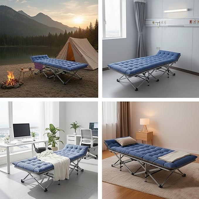 ABORON Heavy-Duty Folding Guest Bed for Adults, 500lb Capacity, Portable Extra Cot with 1249D Double Layer, Ideal for Indoor Guest Stays & Temporary Home Use