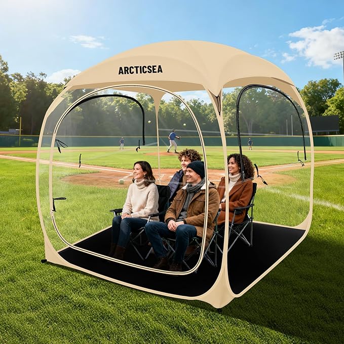 ARCTICSEA Thickened PVC Sports Tent - All-Weather Shelter Pod for 2-6 Person, Pop-Up Shelter, Instant Setup, Removable Top & Sealed Floor for Outdoor Events, Soccer, Rugby