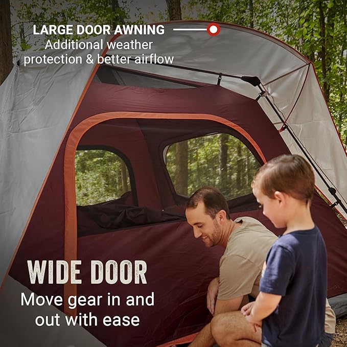 Coleman Skylodge Instant Tent with Rainfly, 4/6/8 Person Family Tent Sets Up in a Minute, Includes Pre-Attached Poles & Carry Bag, Made of PFAS-Free Materials