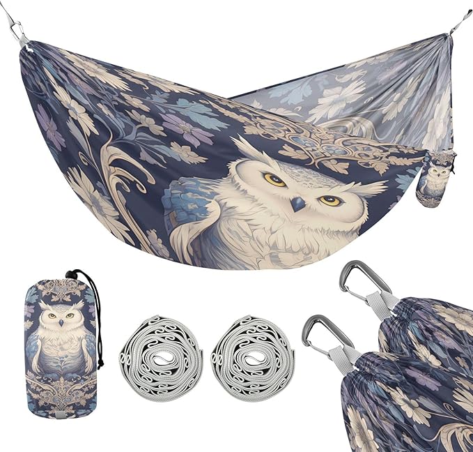 Retro Owl Dark Violet Hammocks for Camping Fabric Hammock for Camping Travel Accessories