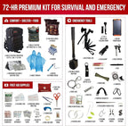 72 Hour Emergency Survival Kit with Food, Solar Power Bank, Water Purifier, First Aid & Tools, Go Bag Emergency Survival Backpack & Emergency Survival Kit for Disaster Preparedness & Evacuation