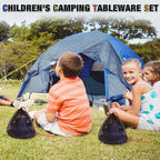 Scout Camping Mess Kit for Person Boy Scout Dishes Set Girl Scout Mess Kit with Mesh Bag Reusable Light Weight Eating Utensils Plastic Camping Cutlery Set for Travel Camp