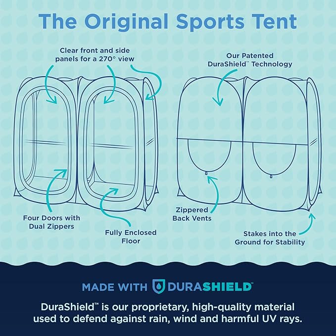 WeatherPod® The Original Shark Tank Side-by-Side™ 2-4 Person Pop-Up Pod - Stay Warm, Dry, and Out of The Sun - Weather Pod for Sports, Rain, or Wind - Simple to Set Up and Tear Down