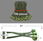 6 inch 100 Piece Heavy Duty 5mm Ball Bungee Canopy Cord by Wellmax, Green Camo Color