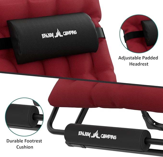 UDPATIO Zero Gravity Chair Oversized Outdoor Anti Gravity Chairs Patio Lounge Folding Adjustable Chair with Cup Holder, Foot Pad & Padded Headrest, Supports 500lbs (1, Red, 33in)