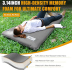 Self Inflating Sleeping Pad with Electric Pump, 3.14" Ultra-Thick Memory Foam Camping Mattress Pad with Pillow Fast Inflating in 30s,9.5 R-Value Insulated Camping Pad for Camping Car Travel, LightGrey