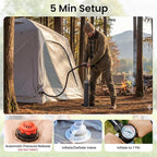 ABORON 2/6/8/10/12 Person Inflatable Camping Tent, Easy Setup Blow Up Tent with Hand Pump, PU3000mm Waterproof & Breathable 4 Season Glamping Tent for Outdoor Camping