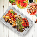 Frcctre 25 Pack Disposable Aluminum Grill Pans, 16 x 12 Inch Large Aluminum Broiler Pans Foil Grill Trays Topper Pan Sheet Pan with Holes for for Outdoor Cooking and Camping, BBQ