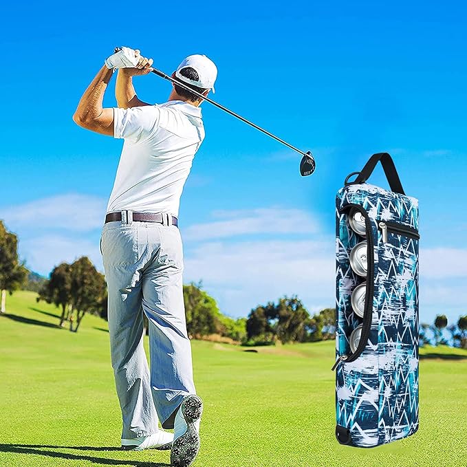 Golf Cooler Bag Plus Ice Pack Soft Sided Insulated Cooler Bag- Holds 6 Pack of Cans or 2 Wine Bottles - Grey Camo Golf Beer Sleeve Black Fits Discreetly in Golf Bags