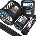 1200 Paracord Rope - 4.4mm 14 Strand Nylon Parachute Spool para Cord Lanyard for Outdoor Camping Survival Utility Tent Crafting DIY Projects Fishing Clothsline Bracelet - Black 200FT