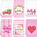 Zubebe 6 Pcs Best Mom Kitchen Dish Towel Set Absorbent Quick Dry Cloth 18 x 28 Inch Dish Towels Reusable Hand Towels Bar Dishcloths Rag Happy Mother's Day Decor for Bathroom Kitchen Supplies