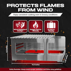 Chef Master Butane Stove Cover - Premium Stainless Steel Universal Fit - Any Standard Size Camping Stove - Portable Screen & Camping Wind Blocker - Camp Essentials for Outdoor & Indoor Cooking 90217