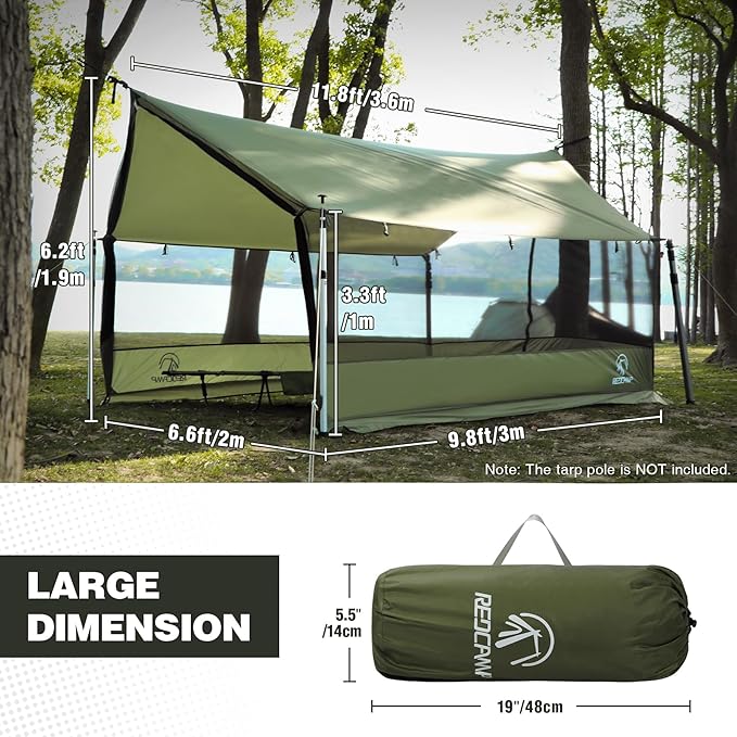 REDCAMP Large Hammock Hot Tent with Stove Jack, Waterproof & Windproof Winter Wall Tent with Snow Skirt, Ultralight 4 Season Tents for Camping, Hiking, Bushcraft, Backpacking, Hunting