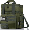 Tactical Lunch Box for Men, Large Insulated Lunch Bag for Adult, Heavy Duty Double Deck Expandable Lunch Cooler Bag with American Flag, Leakproof Soft Lunch Pail for Work Office Camping - Green