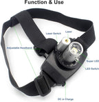 Rechargeable LED Headlamp,Super Bright Head lamp Headlight Flashlight with Laser for Indoor and Outdoor Runing,Hiking,Camping,Fishing,Hunting