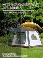 Inflatable Camping Tent,2/4/6/8 Person Glamping Inflatable Tents with Awning, Quick Setup Blow Up Tents with Pump, Waterproof Oxford Inflatable House for Camping, Air Glamping Hot Tents for Adult