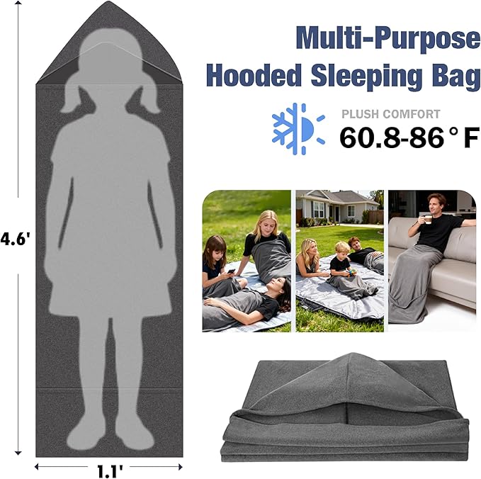 Sleep Pod for Deeper Sleep - Weighted & Cozy Wearable Blanket Hoodie, Home Camping Sleeping Bag, Anxiety Relief, Portable for Travel & Home Lounging