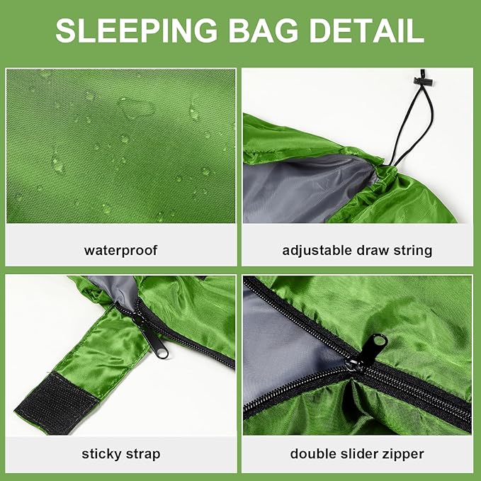 Tudomro Camping Sleeping Bag for Adults Lightweight Packable Waterproof Camping Gear Equipment to Keep Warm for Outdoor Backpacking Hiking Travel